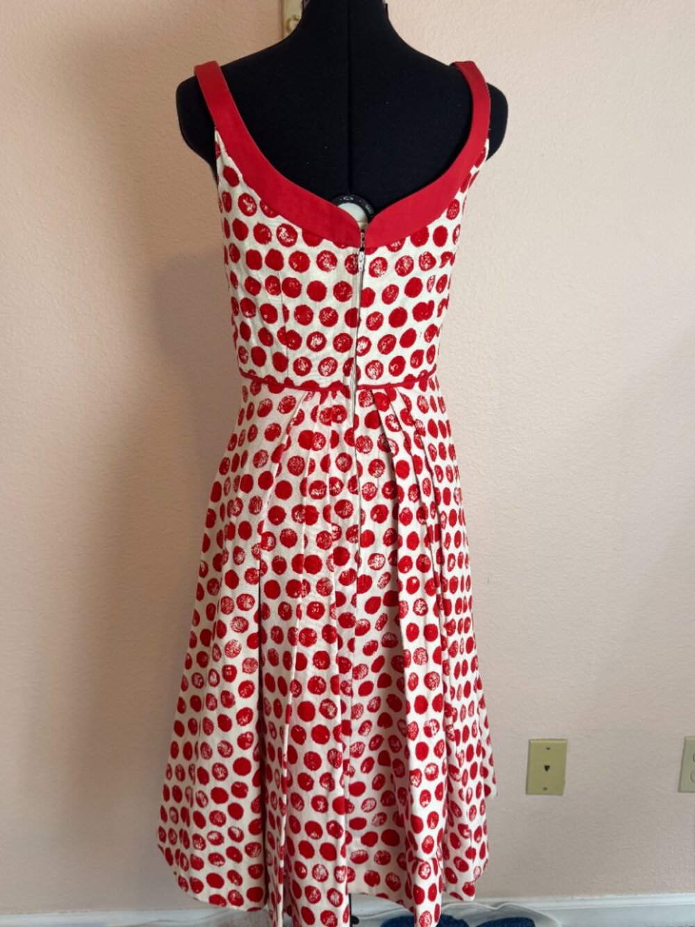 Vintage Inspired Elevenses Red And White Polka Dot Sleeveless Midi Dress Sz 4 - Picture 4 of 11
